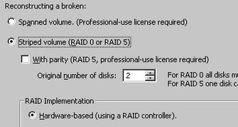 Reconstruct a RAID 0 with two disks