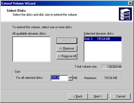 Add Disk 3 to form a spanned volume
