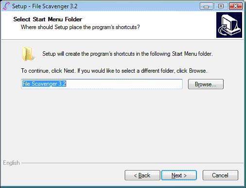 Choosing a Start Menu folder