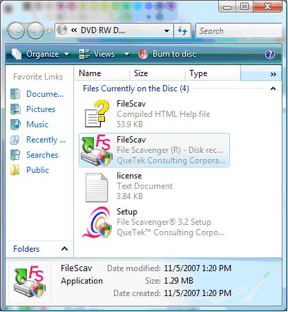 Start File Scavenger from a CD