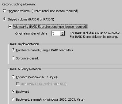 RAID implementation and parity