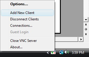 Connect to the VNC client (i.e., us)