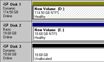 Volume D with the initial size of 114.50 GB
