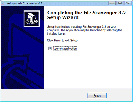 Click Finish to complete the installation and launch the program