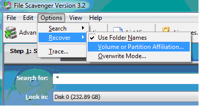 Commands to choose volume affiliation