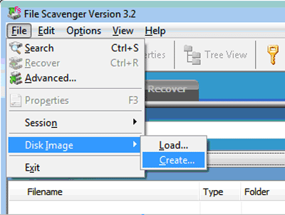 Commands to create a disk image