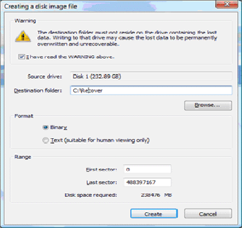 Create a disk image 
