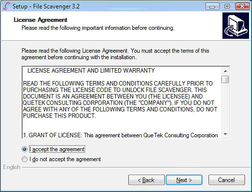 Accept the license agreement
